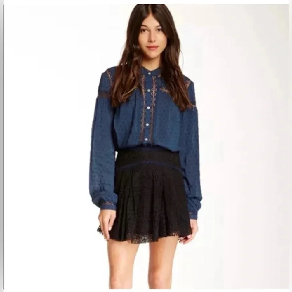 Free People Apple Of My‎ Eye Crochet Mini Skirt Size 10